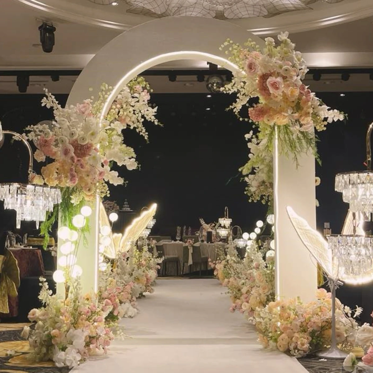 

ni light) Wedding white acrylic stage not Stainless Column Stand Pillar Gate Arch Backdrop Background Wedding Event Decoration