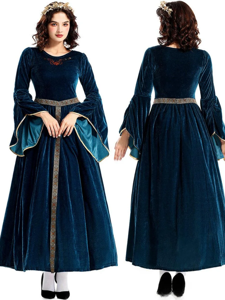 ชุดคอสตูมยุคกลาง ราชินีตะวันออกกลาง ชุดวินเทจสำหรับงานเต้นรำในราชสำนัก ชุดคอสเพลย์ ชุดกระโปรงระฆัง ชุดการแสดงพื้นเมืองสำหรับผู้หญิง