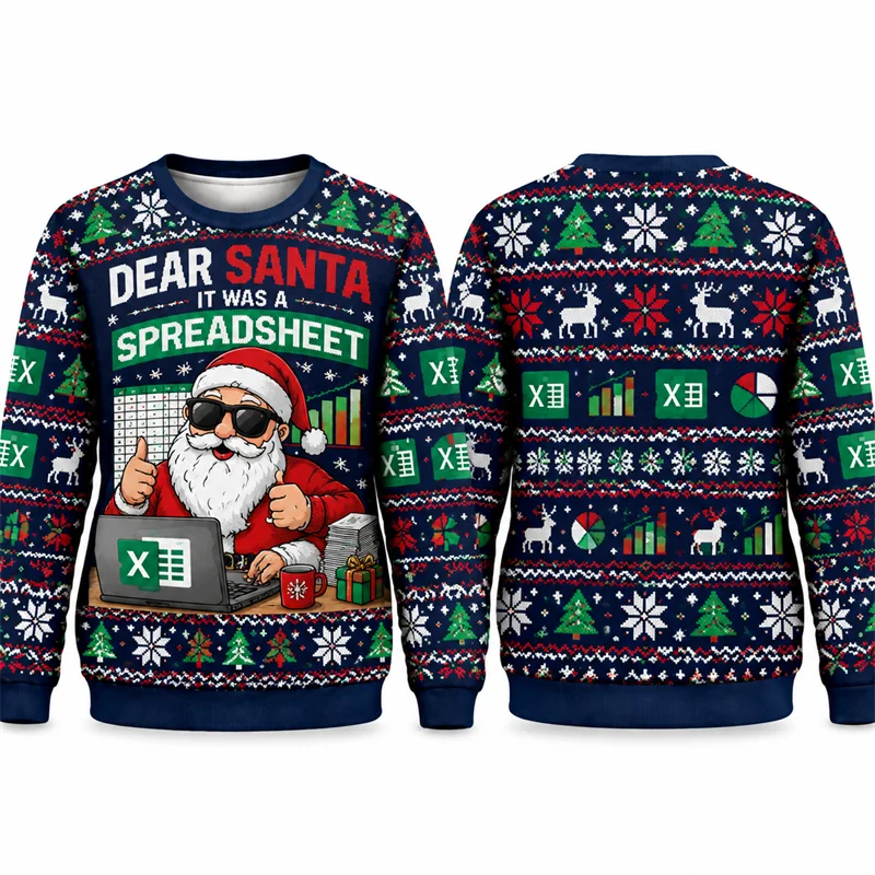 Funny Dear Santa I Can Explain In Spreadsheets Sweatshirt Excel Formula Print Pullover Accountant Nerd Ugly Xmas Sweater Top