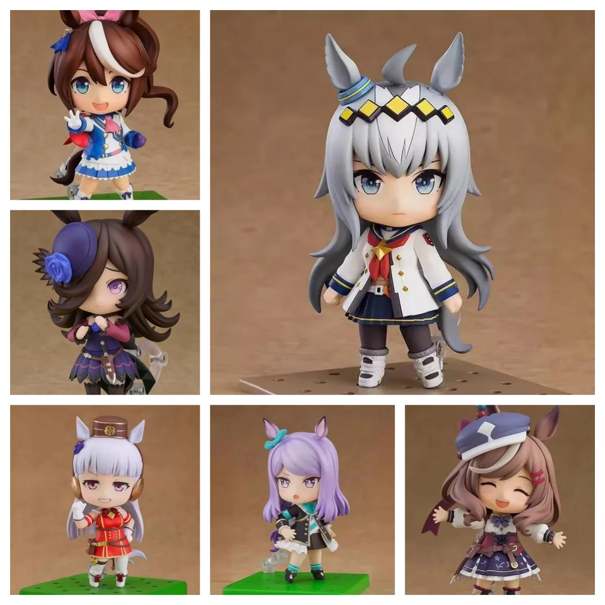 Juego de minifiguras Umamusume de 10 cm, lindas estatuas de chica de carreras de anime con base, coleccionables de escritorio para fanáticos - 6 piezas