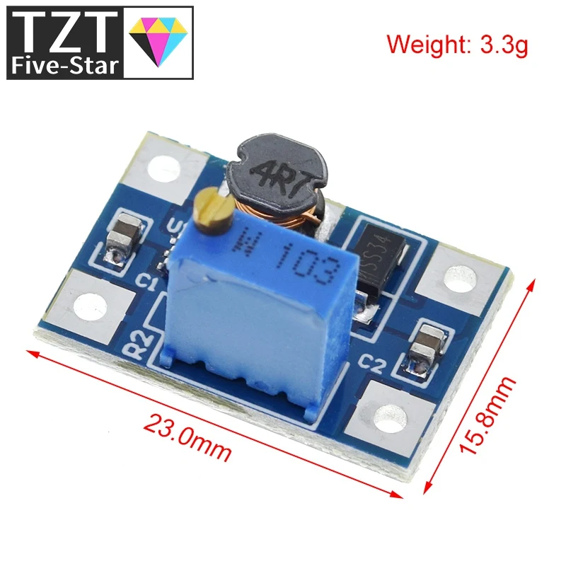 TZT SX1308 2A DC-DC 2-24V to 2-28V Step Up Adjustable Power Module Step Up Boost Converter for DIY Kit