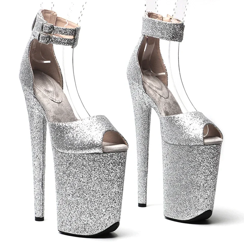 

Leecabe 26CM/10inches Glitter upper Trendy fashion sandals High Heel platform party stripper heel Pole Dance shoes