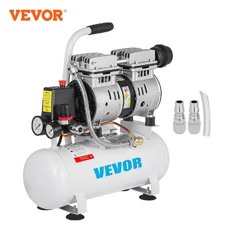 VEVOR Compresseur dAir sans Huile 9L 550W, Moteur en Cuivre Pur Compresseur Silencieux à Air