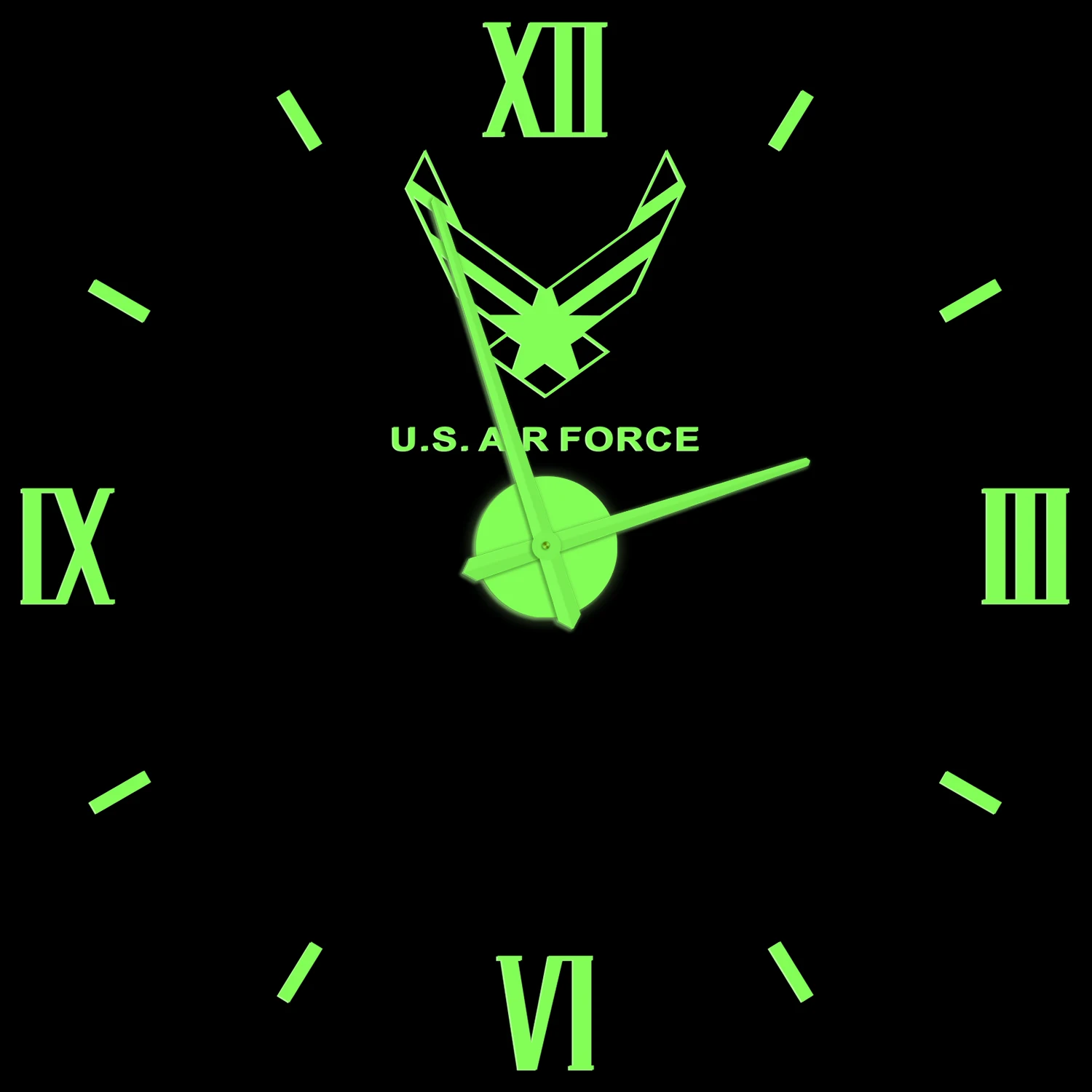 US Air Force Glowing Wall Clock With Long Hands Military Veteran Retire Official House Home Decor DIY Sticker Watch Glow In Dark