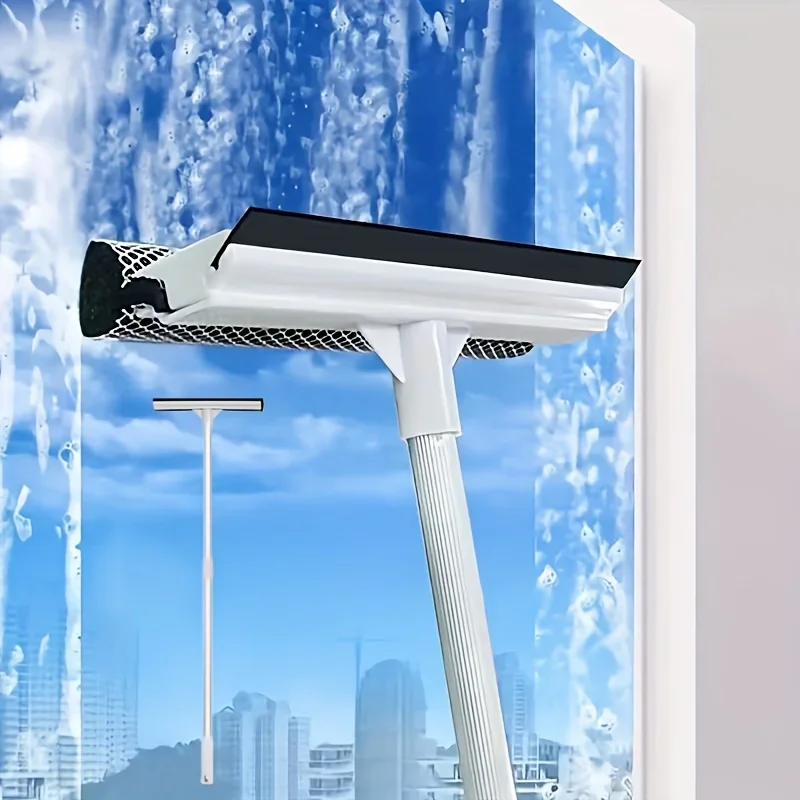 Doppelseitiger Fensterreiniger 2-in-1 Teleskopstange Fensterreinigungsbürste Glaswischer Autowäsche Reinigungswerkzeug Reinigungsbürste