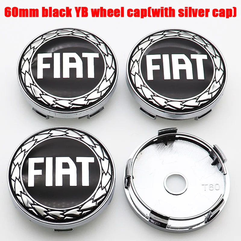 4 قطعة 56 مللي متر 60 مللي متر شعار السيارة الأسود عجلة غطاء محور مركزي السيارات حافة تجديد الغبار واقية شارة يغطي اكسسوارات التصميم لشركة فيات #5