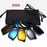 6 In 1 Spectacle Frame Men Women With 5 PCS Clip On Polarized Sunglasses Magnetic Glasses Male Computer Optical 2292