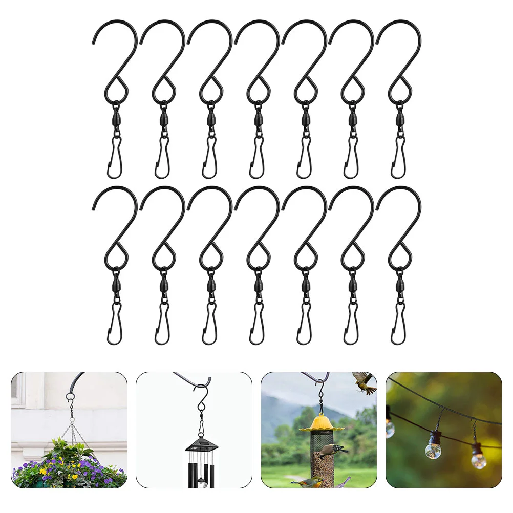 20 Pcs Hook up Pet Cage Hanging Hooks Bird Outdoor Rotating Wind Chimes Black 360° Rotatable Hanger