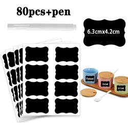 80-240pcs Black Blank Name Stickers Waterproof Writable Chalkboard Kitchen Spice Label Stickers Home Jars Bottles Labels Sticker