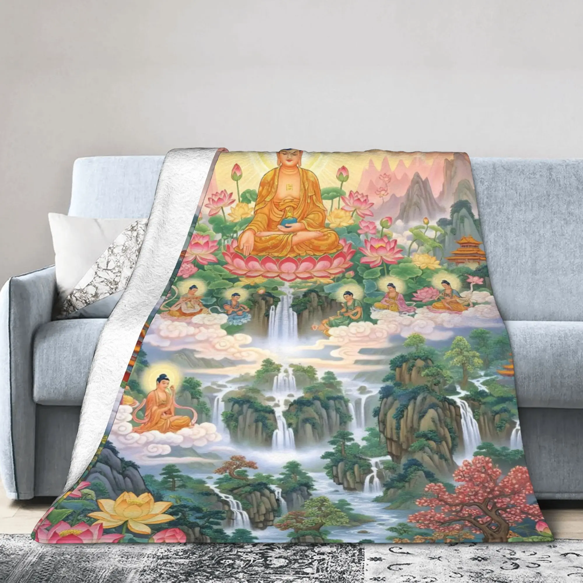 Buddha Lotus Zen Meditation Blankets  Fuzzy Awesome Warm Throw Blanket for Home Summer