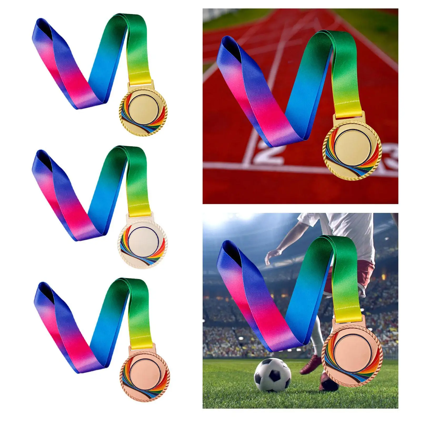 Award Medal Zinc Alloy Participation Awards Trophy Medal with Neck Ribbon for Parties Basketball Football Events Kids Adults