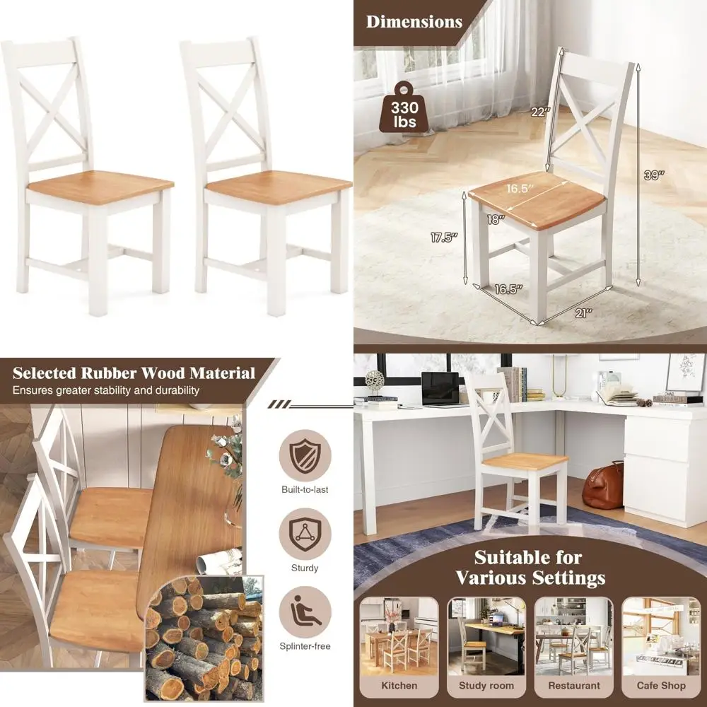 

Набор из 2 обеденных стульев в стиле фермерского дома, кухонные стулья с высокой спинкой, современные кресла из резинового дерева для столовой