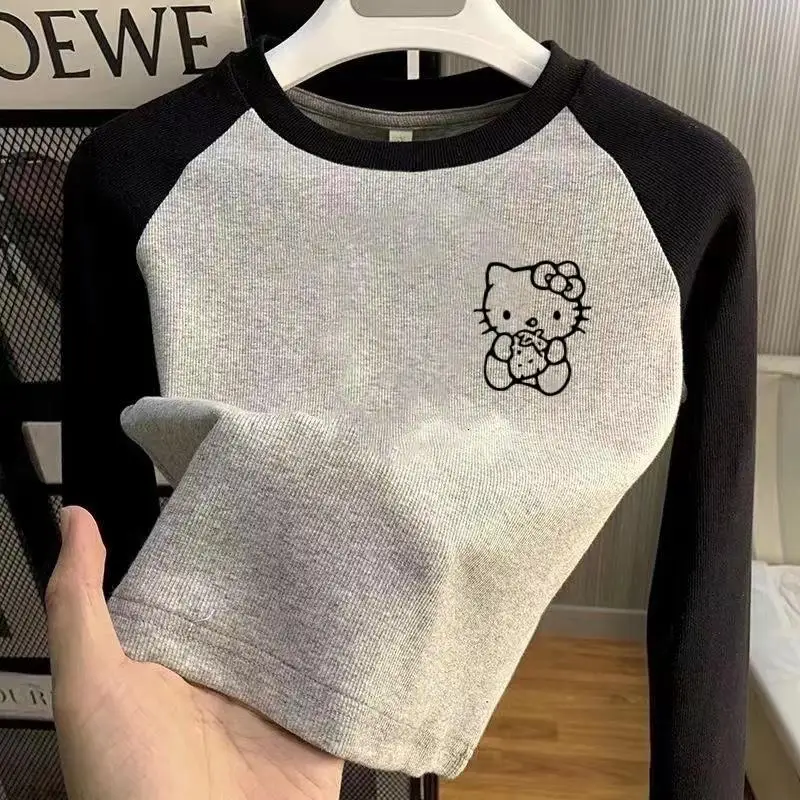 

Hello Kitty Kids Cartoon Shirt Sanrio Girl Long Sleeve Kawaii Fashion Leisure Soft Bottom Layer Shirt Spring Autumn Clothing New