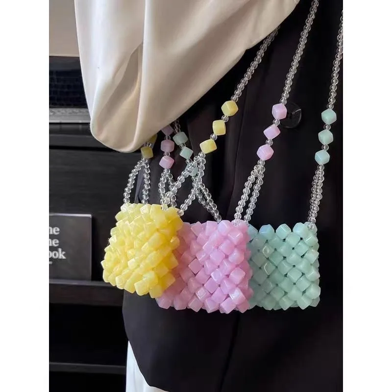 Transparent Jelly Candy Color Delicate Small Bag Female Niche Design Sense Crossbody Mini Pink Coin Purse Mouth Red Envelope
