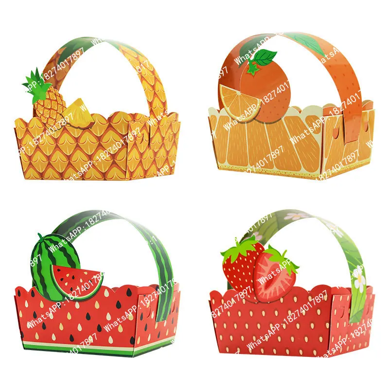 

50pcs Fruit Theme Party Candy Treat Box Basket Gift Boxes for Children Birthday Baby Shower Decor Summer Party Favor