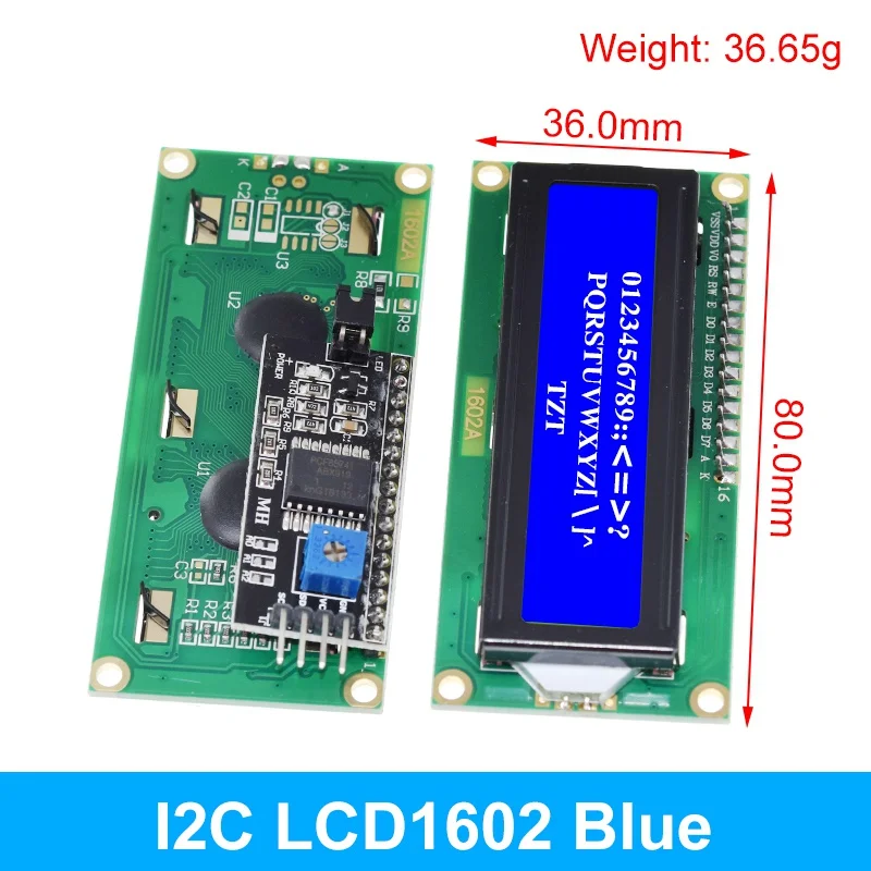 LCD1602 1602 LCD Module Blue / Yellow Green Screen 16x2 Character LCD Display PCF8574T PCF8574 IIC I2C Interface 5V for arduino