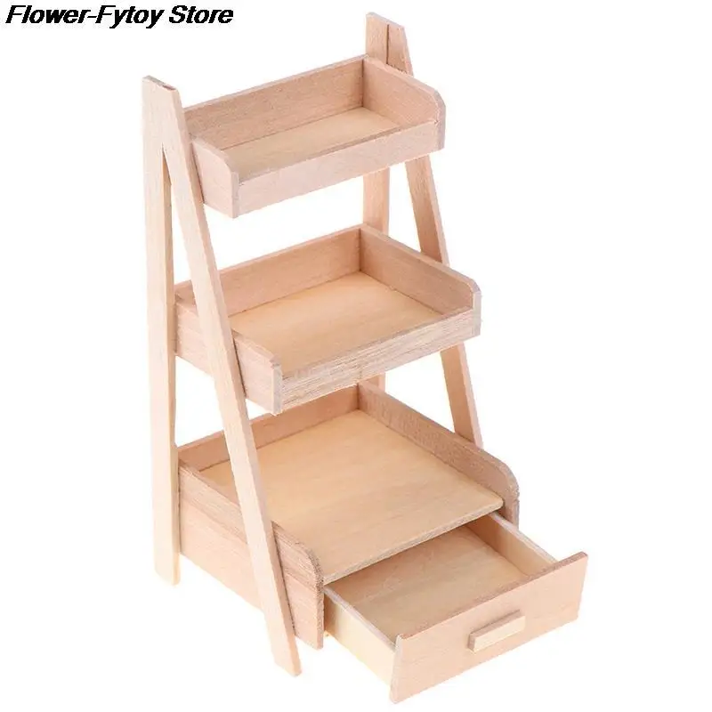 DIY 1:12 Scale Dollhouse Wood Shelf Flower Stand Mini Doll House Handmade Furniture Model Toys