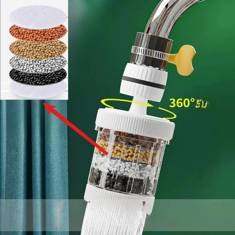 

New 6 Layer Tap Nozzle Filtration Replaceable Kitchen Faucet Filter Purifier Mouth Bathroom Faucet Bubbler Home Cleaning Tools