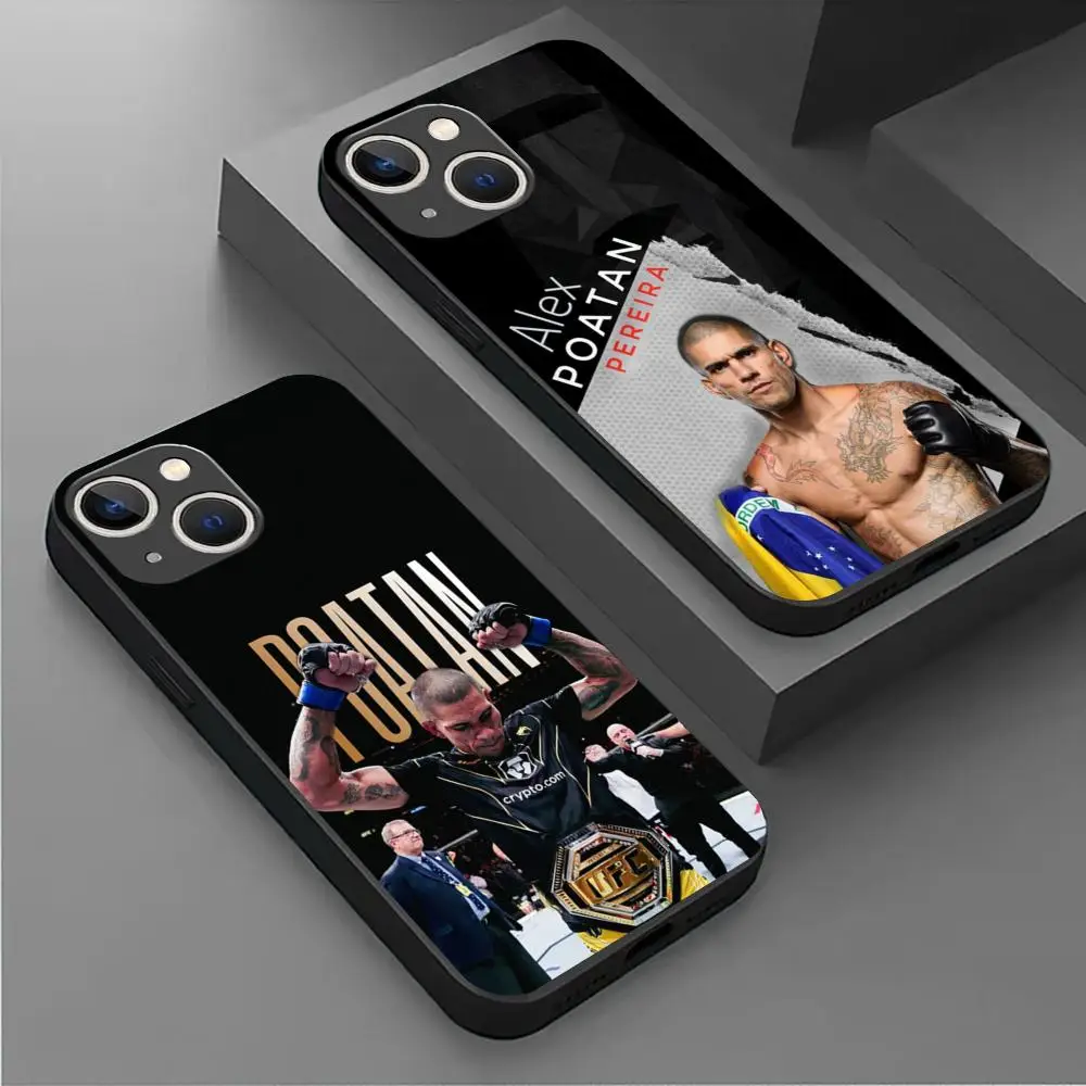 Fighting u-ufc Pereira Phone Case For iPhone 16 15 14 13 12 11 X XR XS 8 Plus Mini Pro Max Soft black Shockproof Cover