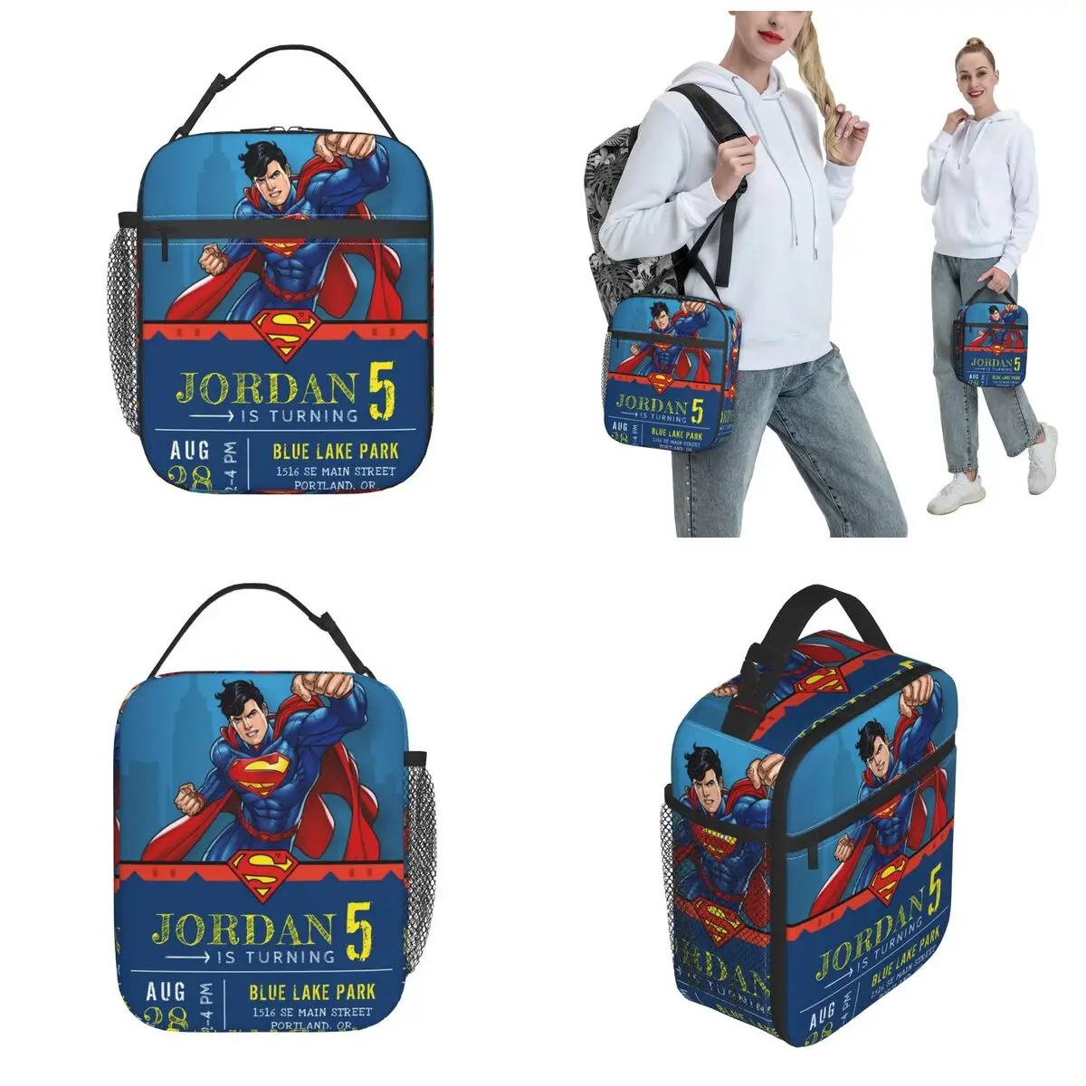 Supermans Birthday Isolierte Lunchtasche Thermotasche   Mahlzeitenbehälter, tragbare Tragetasche, Lunchbox für Männer, Frauen, College, Outdoor