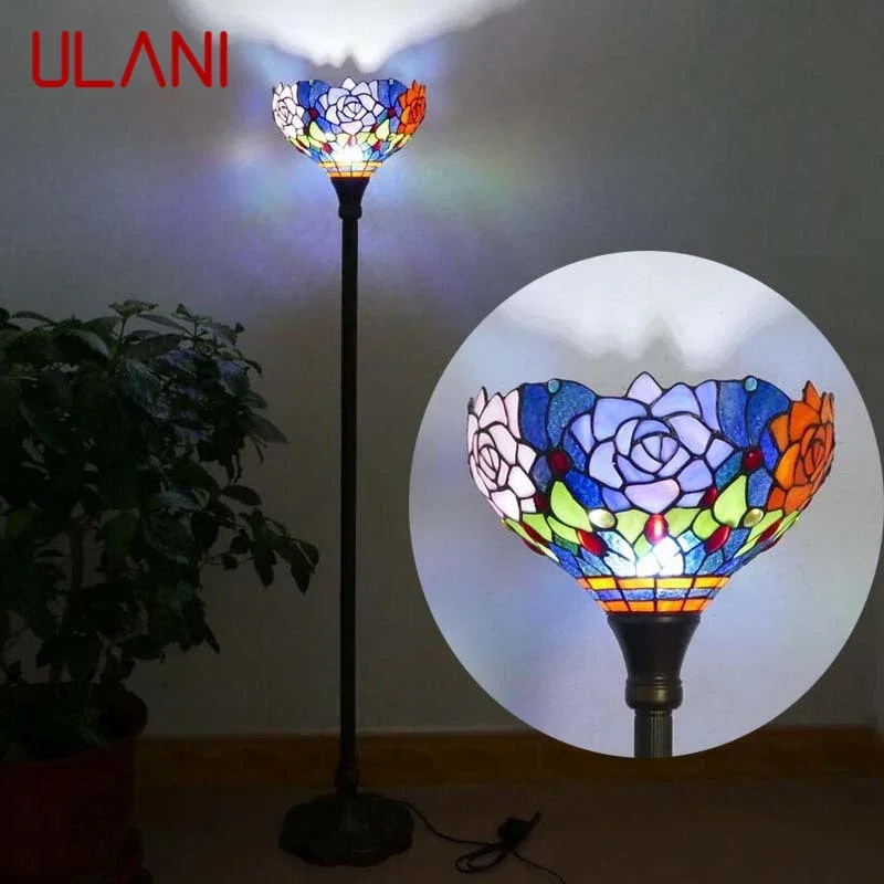 

ULANI Tiffany Floor Lamp American Retro Living Room Bedroom Lamp Country Stained Glass Floor Lamp