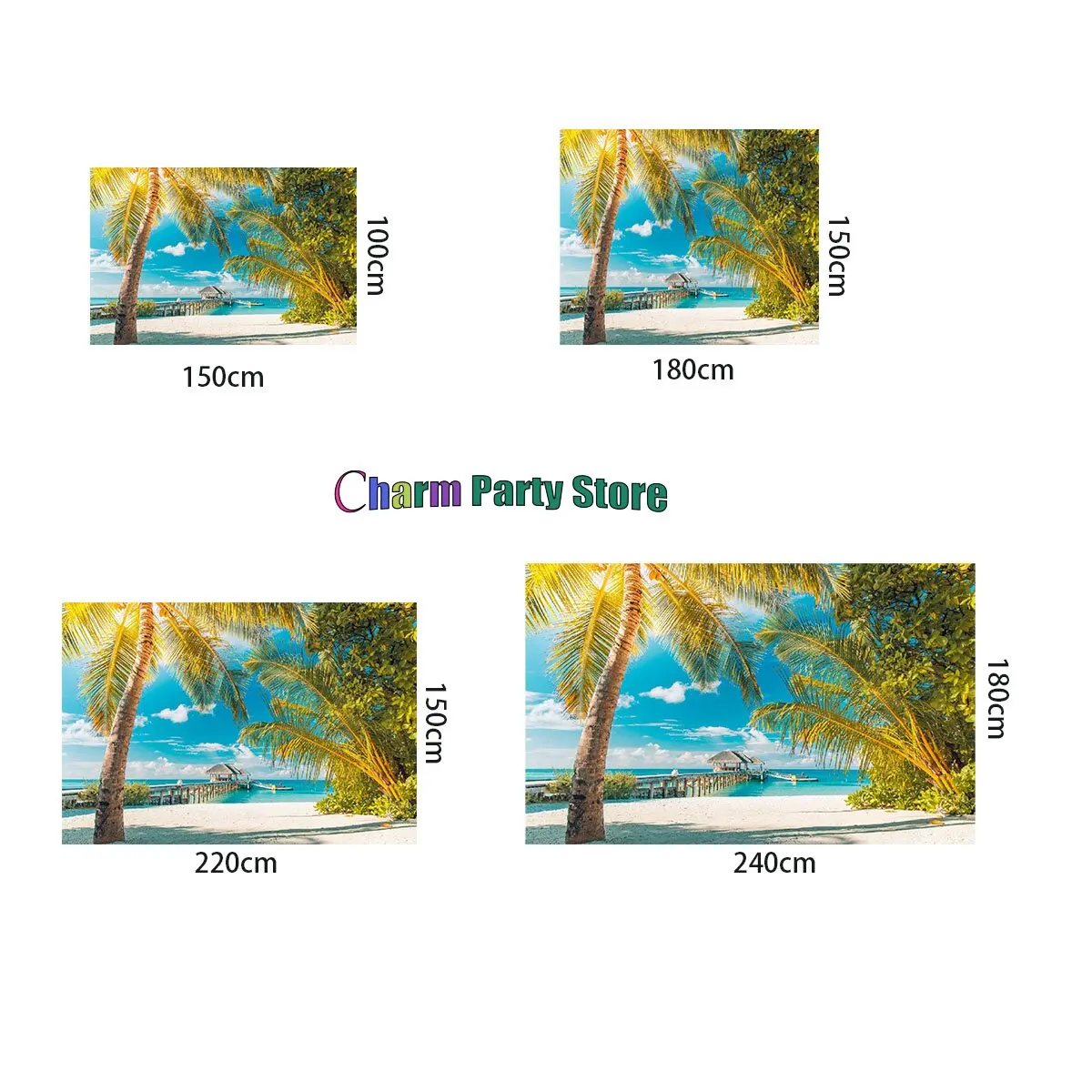 Charm Tropical Ocean Beach Backdrop Summer Seaside  Tree Baby Birthday Travel Holiday Party Photography Background Photo Studio