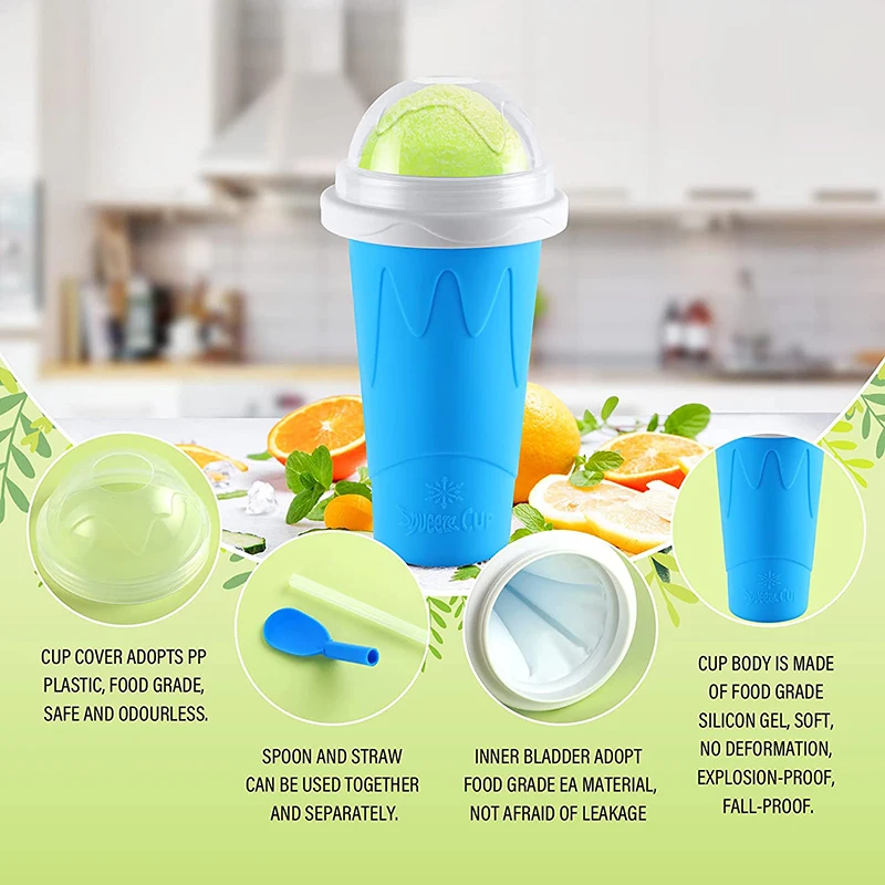 Quick-Frozen Silicone Squeeze Cup, Smoothies Cup, Ice Cream Maker, DIY Milkshake Bottle, Slushy Summer Cooling Bottle