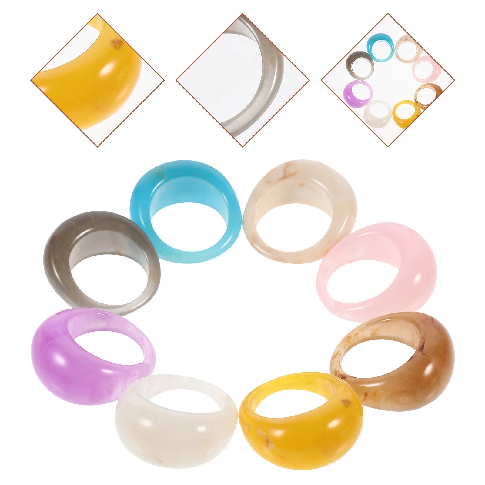 

12Pcs Resin Finger Rings Colorful Chunky Acrylic Diamond Accessories for Banquet Dance Resin Rings Women Ring Chunky Ring