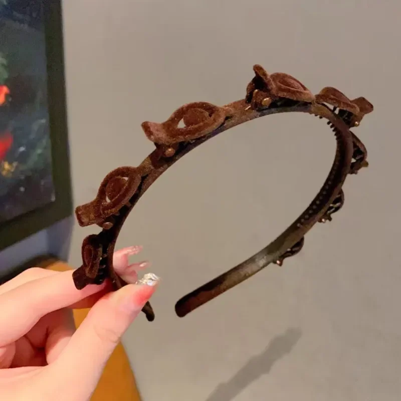 1/2/3 Pcs Flocking Braided Headband Simple Broken Hairpin Headband Fashionable Girls Face Washing Headband