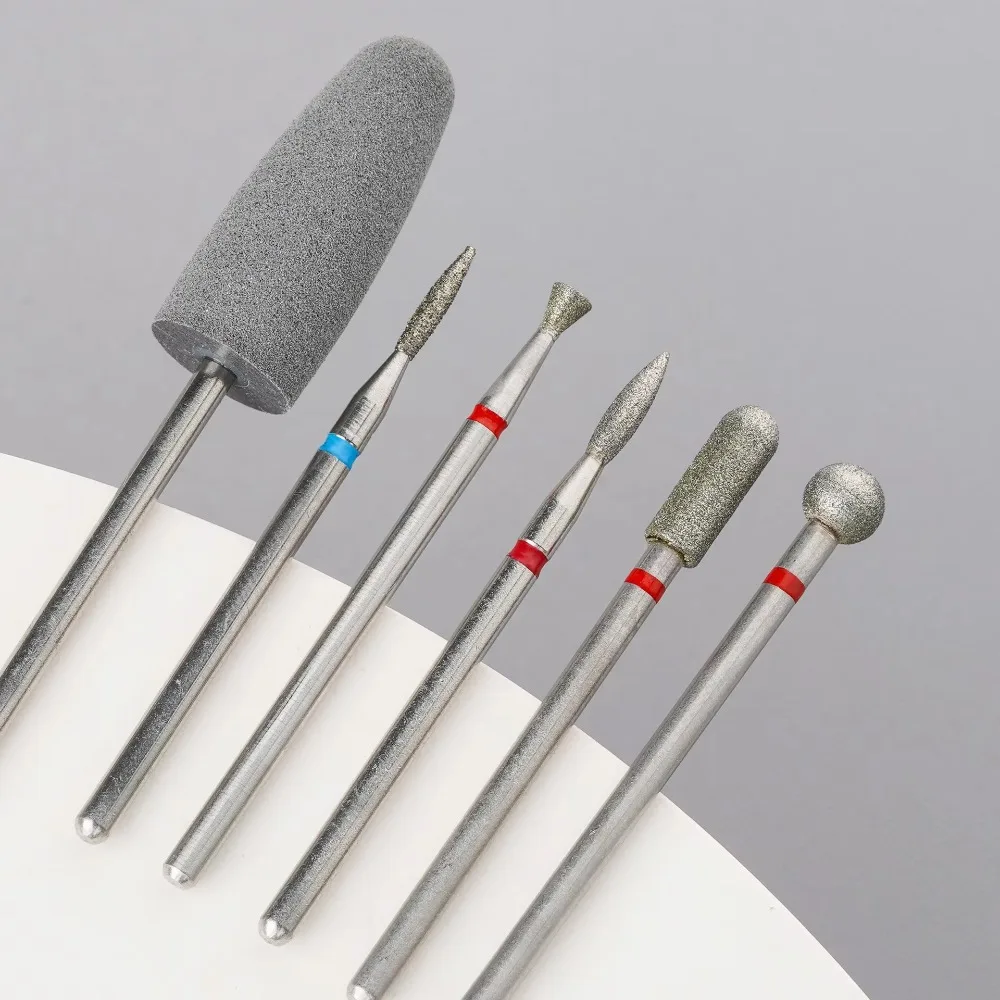 6 pz/set Lime per unghie con sabbia diamantata Trapano Strumenti per unghie Set manicure elettrico Testa di molatura per unghie per rimuovere l'acrilico