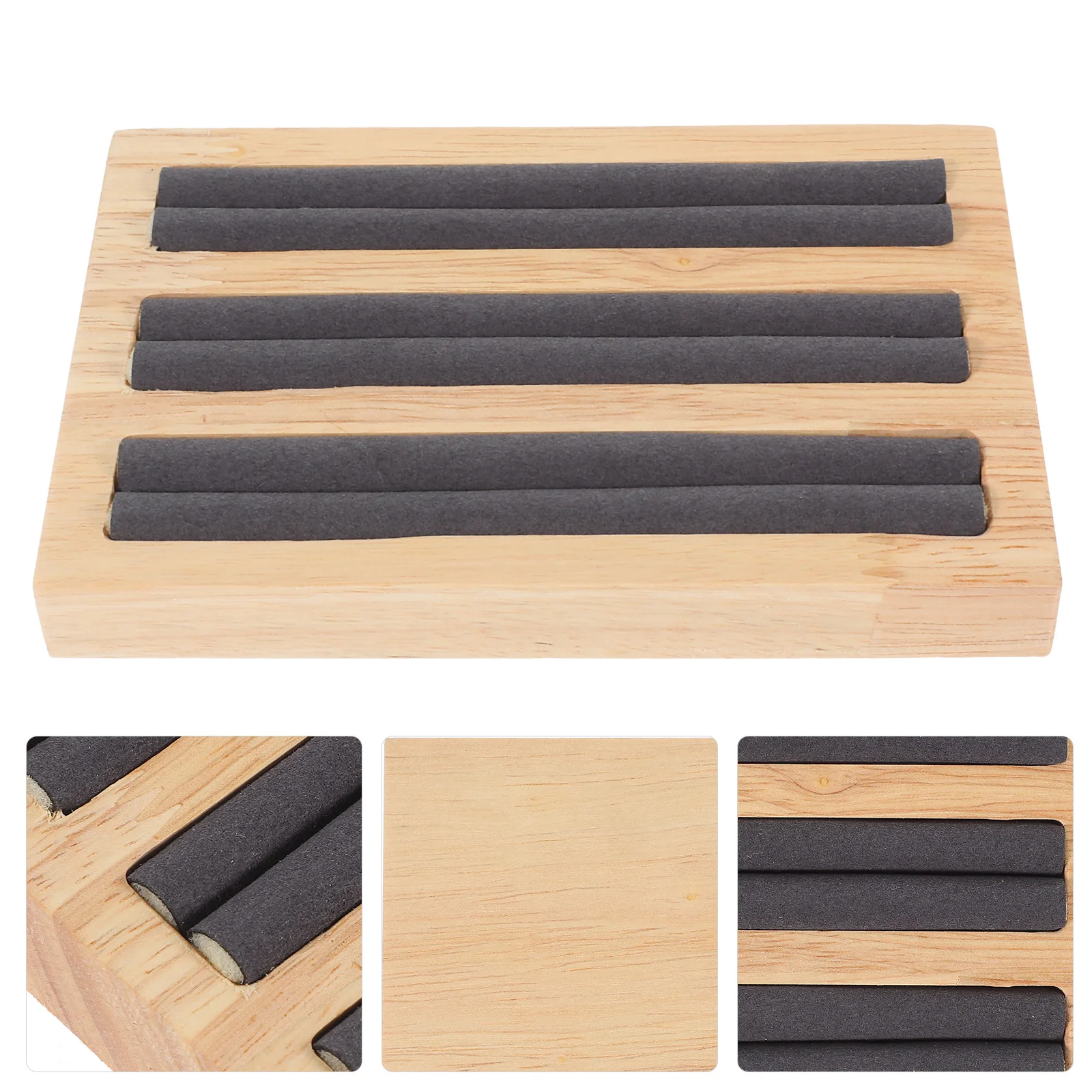 Ring Display Rack Dark Grey 3 Slots Elastic Strip Stylish Jewelry Holder Organizer Protective Ring Stand for Dressing Table