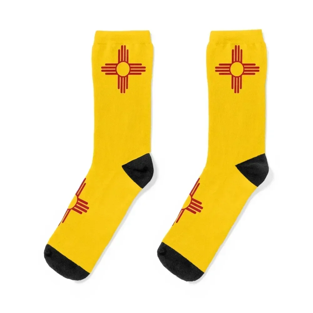 

State Flag of New Mexico, USA - Zia Sun Symbol Socks christmas gift luxury Crossfit Socks For Girls Men's