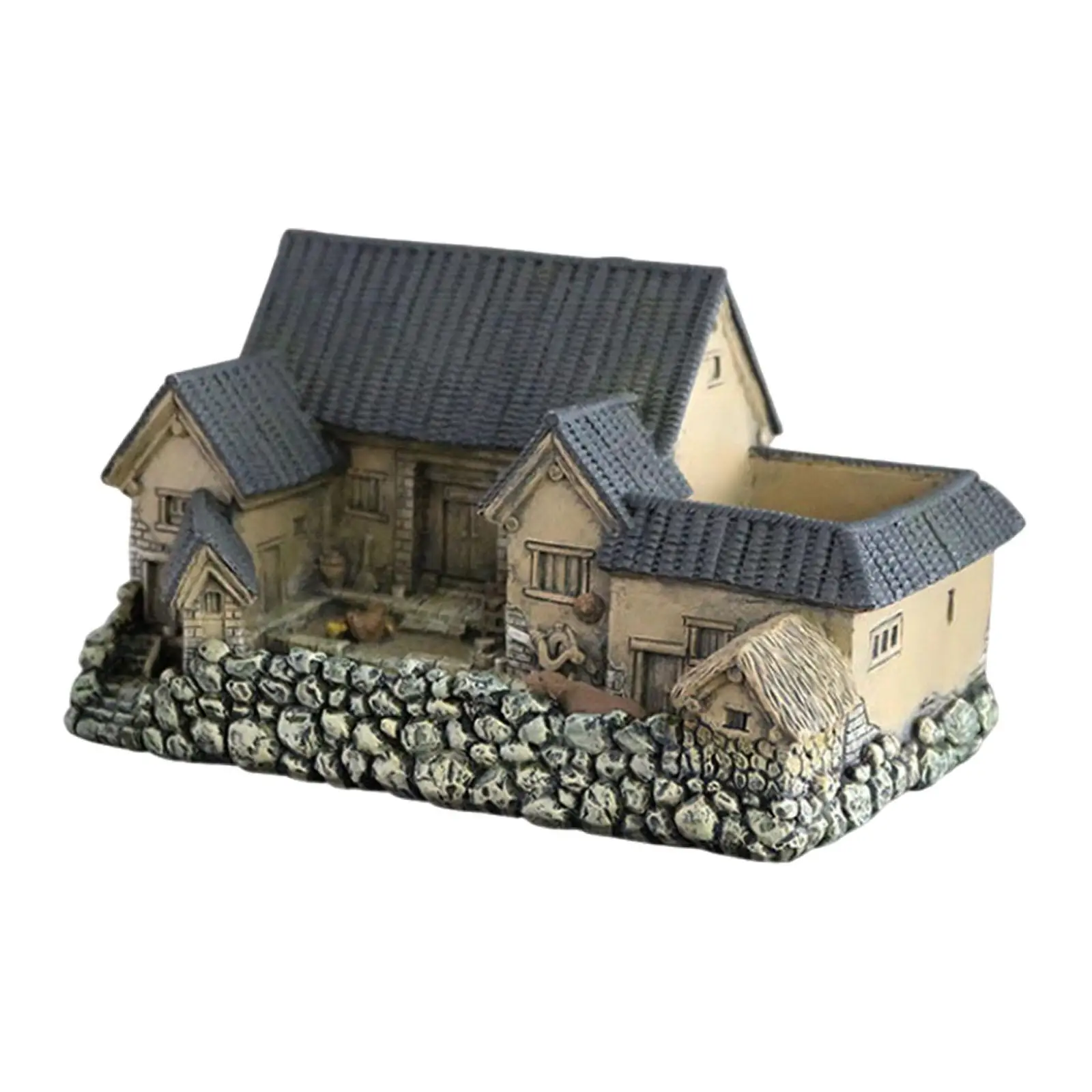Micro Houses Sculpture Simulated Cottage Ornament Flower Pot Decorative Resin