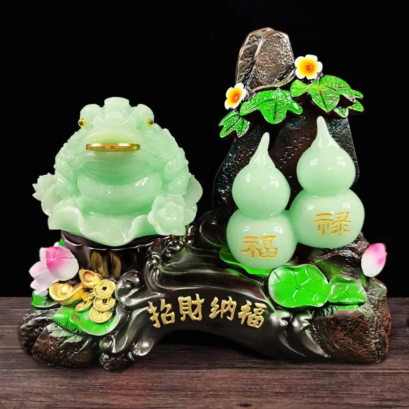 

Luck Calabash Golden-Toad Ornament Living Room Wine Cabinet Home Decor Feng Shui Fortune Decoration