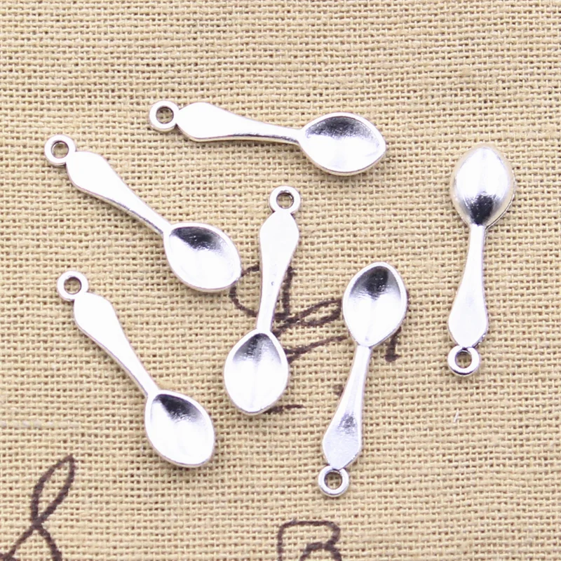 50 sztuk Charms kuchnia łyżka do gotowania 26x7mm antyczne srebro kolorowe wisiorki DIY rzemiosło dokonywanie ustaleń Handmade biżuteria tybetańska