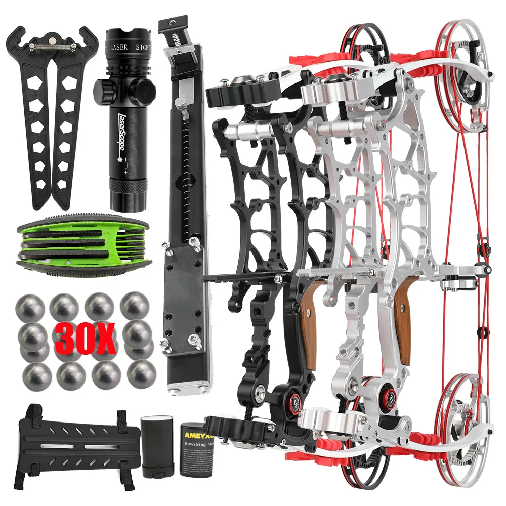 RHLH Dual-use Compound Bow Set Bow Bag Short Axis 30-75lbs Adjustable Let-off 80% Archery Hunting Shooting Target Outdoor Sports