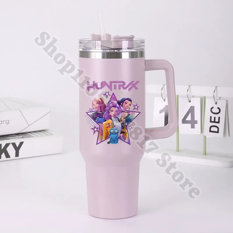 زجاجة مياه رياضية للأطفال من KPop Demon Hunters مع شفاطة 40 أونصة محمولة من الفولاذ المقاوم للصدأ كوب معزول للأطفال أكواب عصير للمشروبات الباردة #2