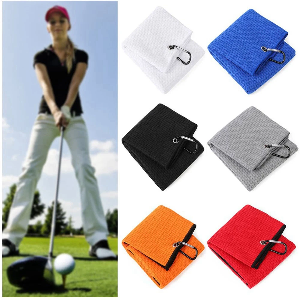 8 Colors Balls Hands Microfiber With Carabiner Hook Golf Towel Cleaning Towels Cleans Clubs