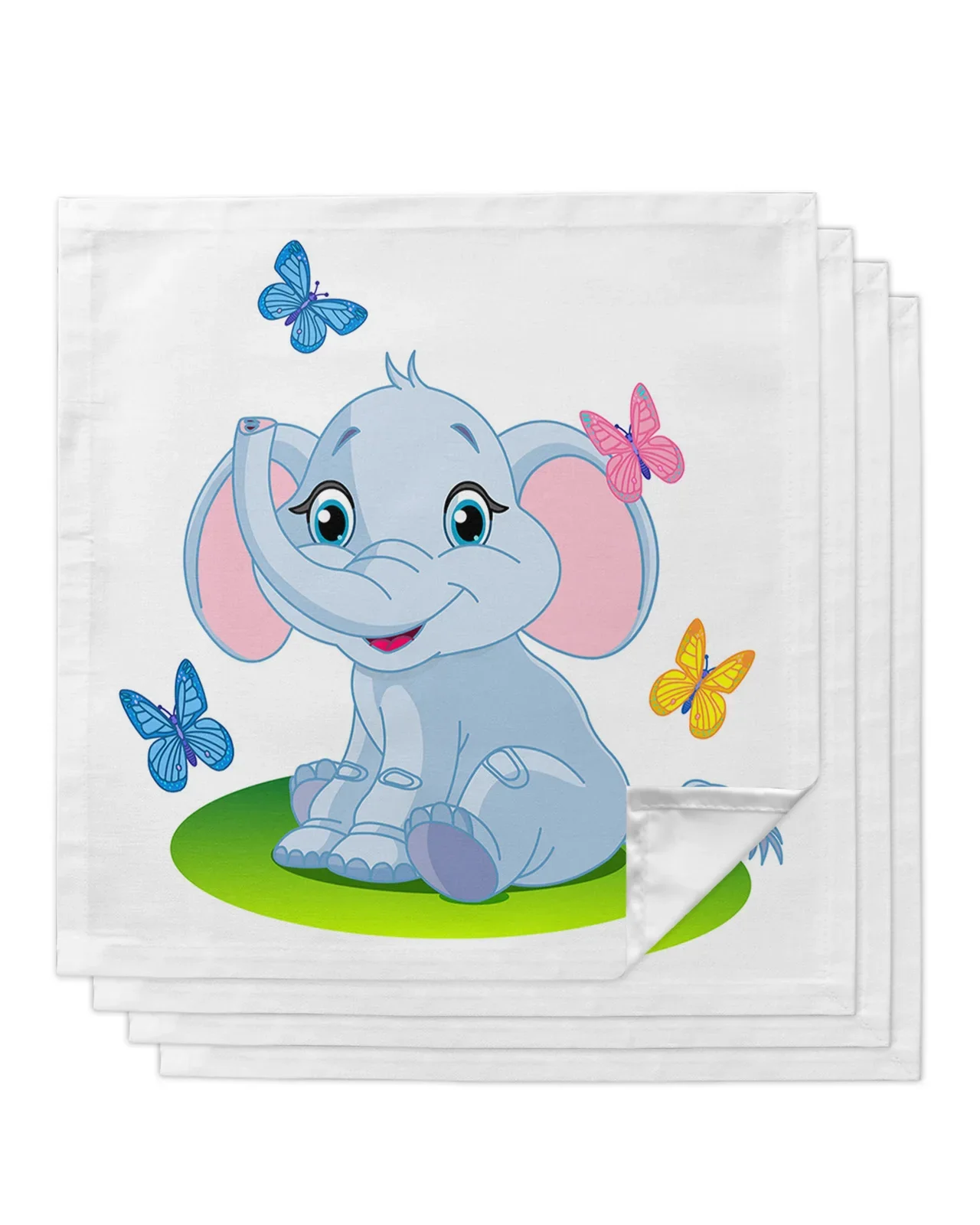 Cartoon Elephant Butterfly Table Mat Wedding Holiday Party Dining Table Placemat Kitchen Accessories Table Napkin