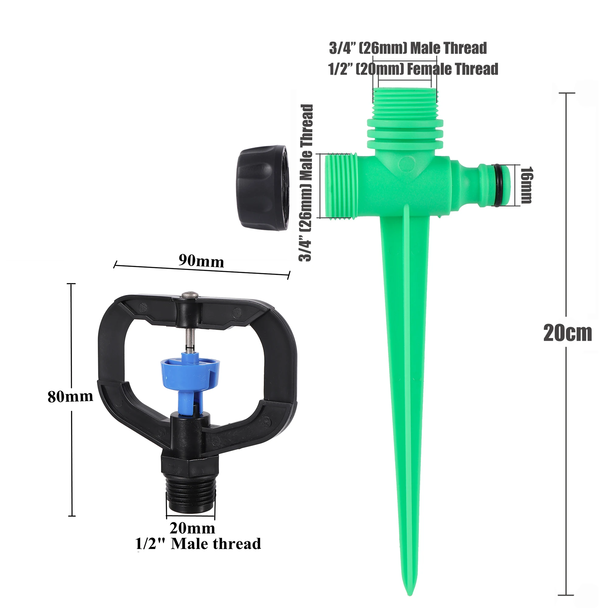 Butterfly Rotor Sprinkler 1/2 Inch Male Thread Garden Lawn Irrigation Micro Sprinkler System Vegetable Courtyard Watering Tool