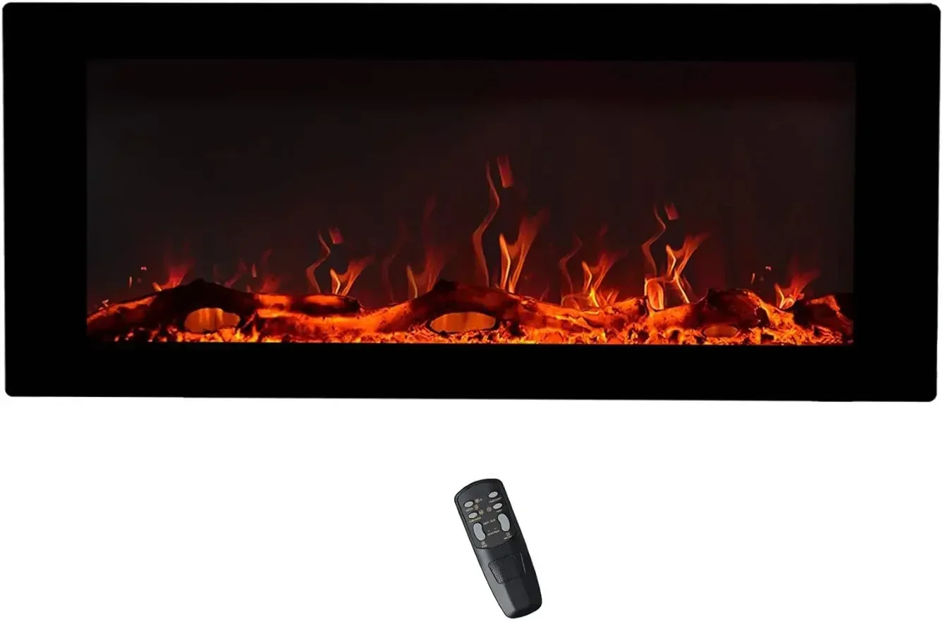 

FLAME & SHADE-Wall Mounted Fireplace, 42 "Wide Flat Screen, Freestanding or Hanging Portable Room Heater with Remote