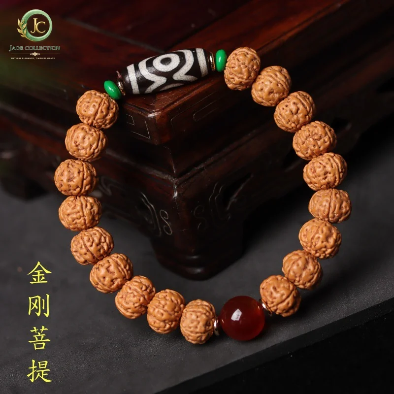 Natural full-grain small Rudraksha bracelet, single-loop vintage ethnic style bracelet for women, Buddhist beads for men, wholes