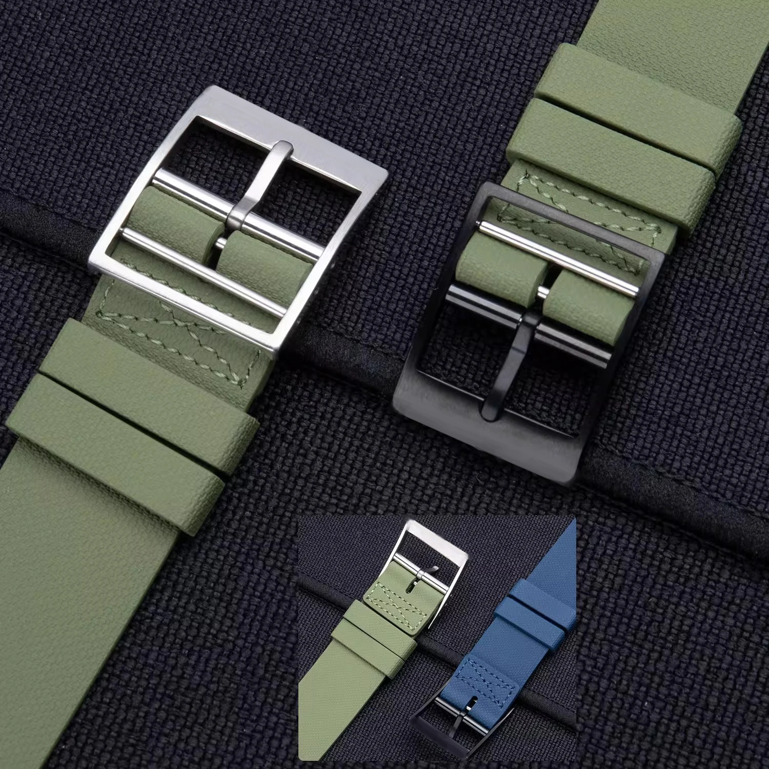 Universelles Fluorkautschuk-Uhrenarmband, 20 mm, 21 mm, 22 mm, wasserdicht, superweich, FKM-Gürtel-Uhrenarmband