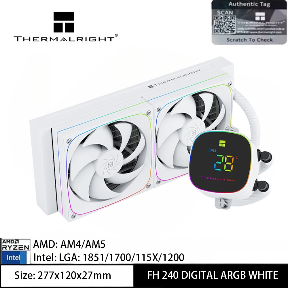 

Thermalright Frozen Horizon 240 DIGITAL ARGB All-In-One Water Cooler 240mm, Water Cooling Radiator/Magnetic Screen/AM5/LGA1851