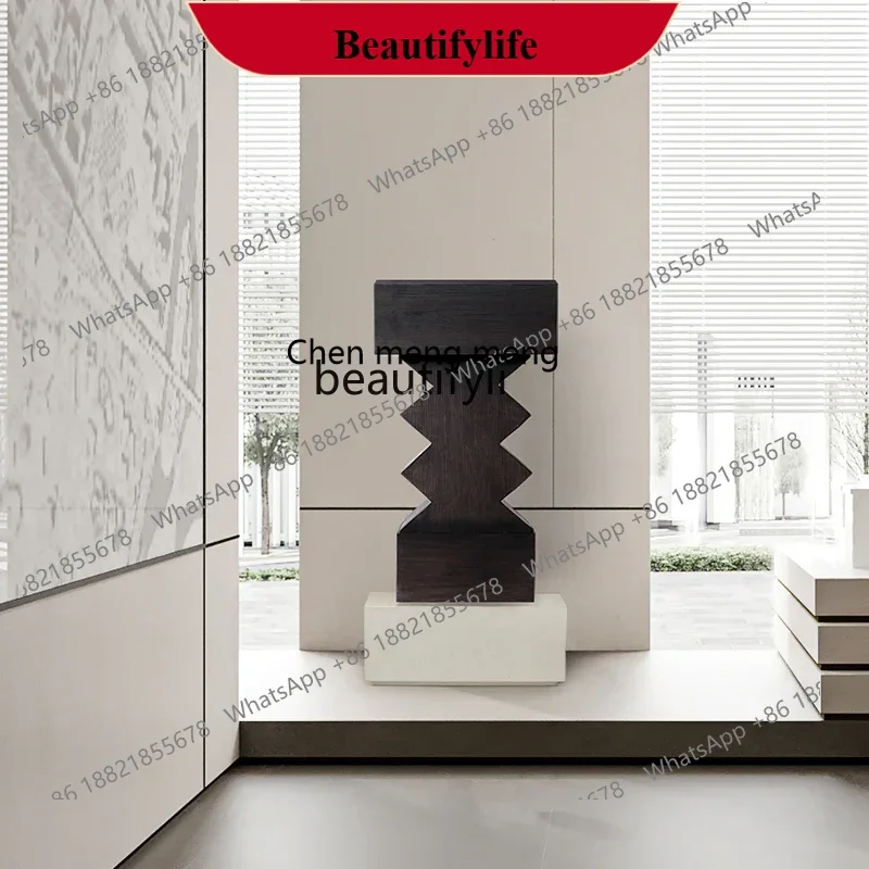 

D178 Geometric square wooden pier, log flower stand, floor-to-ceiling ornament, B & B hotel, wabi sandy wind, solid wood base