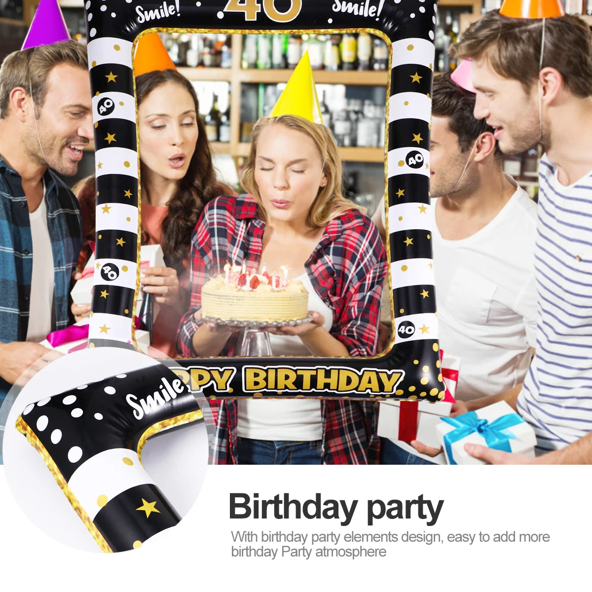 

1Pcs Inflatable Birthday Photo Frame PVC Material Eco-Friendly Party Supplies Festive Elements Birthday Photo Frame