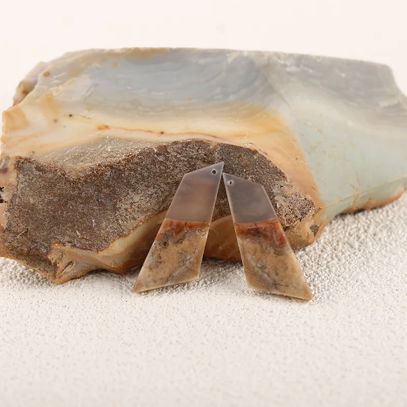 Crazy Lace Rosetta Stone Carved Earring Bead Handmade Natural Jewelry  Ear Ornaments Accessories Free Drilling 27x16x2mm 6.8g