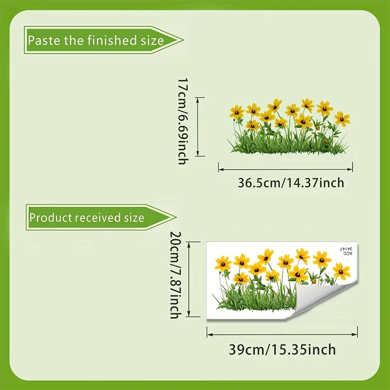 Fresh Floral Pattern Bathroom Wall Sticker Self-Adhesive Removable Waterproof Sink Area Background Creative Wall Decoration