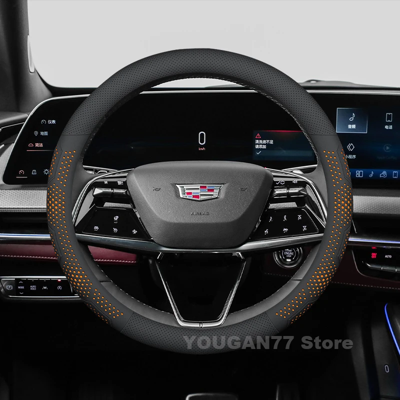 

Leather Car Steering Wheel Cover For Cadillac Escalade XT5 XT4 XT6 CT4 XT5 CT6 Lyriq XTS SRX ATS CTS Auto interior Accessories