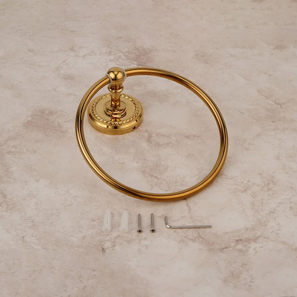 Round Golden brass Finish Solid Brass Gold Color Towel Ring Rack Holder Bathroom Accessory aba605